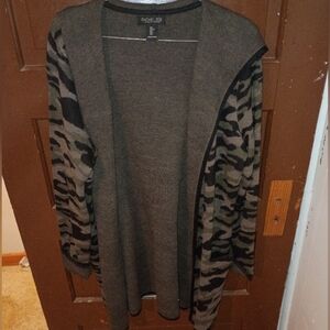 GUC Rachel Zoe Camo Hooded Knit Cardigan L
